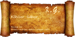Köhler Gábor névjegykártya